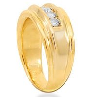 Thumbnail for 14K Solid Yellow Gold Mens Diamond Wedding Ring Band 0.75 Ctw