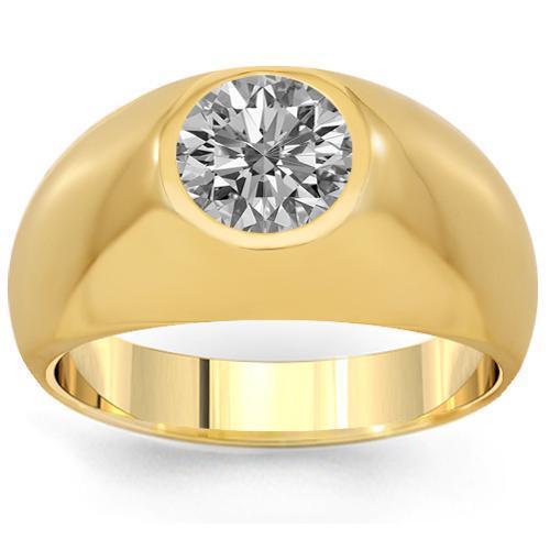 14K Solid Yellow Gold Mens Solitaire Clarity Enhanced Diamond Ring 1.45 Ctw