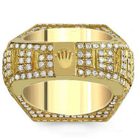 Thumbnail for 14K Solid Yellow Gold Mens Solitaire Crown Diamond Pinky Ring 5.74 Ctw