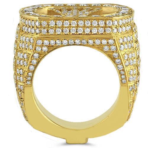 14K Solid Yellow Gold Mens Solitaire Crown Diamond Pinky Ring 5.74 Ctw