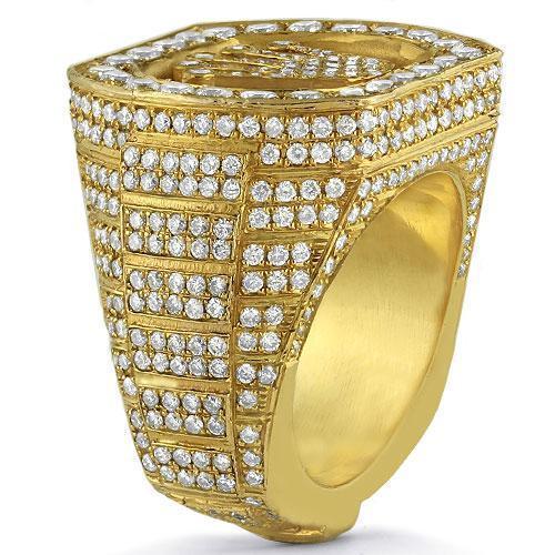 14K Solid Yellow Gold Mens Solitaire Crown Diamond Pinky Ring 5.74 Ctw