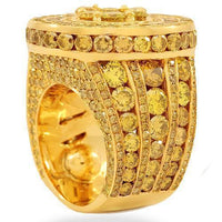 Thumbnail for 14K Solid Yellow Gold Mens Yellow Diamond Pinky Ring 15.90 Ctw