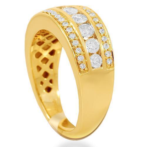 14K Solid Yellow Gold Womens Diamond Cocktail Ring 1.02 Ctw