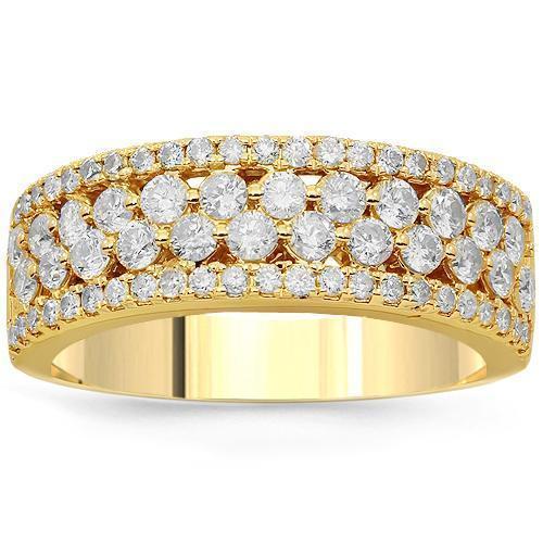 14K Solid Yellow Gold Womens Diamond Cocktail Ring 1.06 Ctw