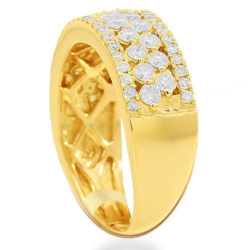 14K Solid Yellow Gold Womens Diamond Cocktail Ring 1.06 Ctw