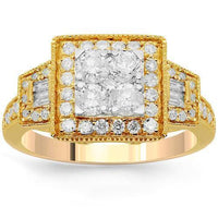 Thumbnail for 14K Solid Yellow Gold Womens Diamond Cocktail Ring 1.15 Ctw