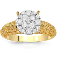 Thumbnail for 14K Solid Yellow Gold Womens Diamond Cocktail Ring 1.25 Ctw
