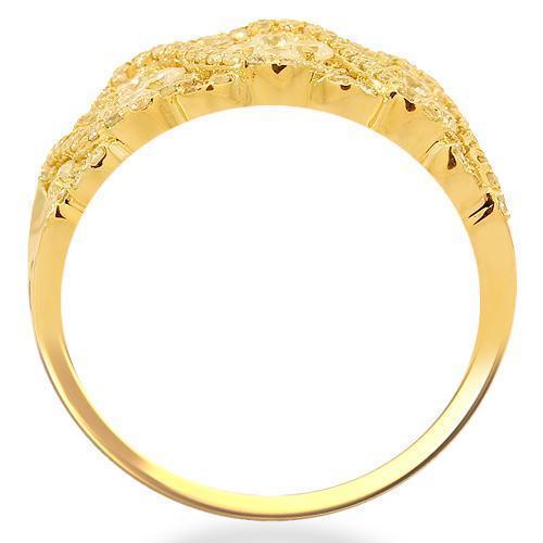 14K Solid Yellow Gold Womens Diamond Cocktail Ring 1.25 Ctw