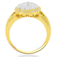 Thumbnail for 14K Solid Yellow Gold Womens Diamond Cocktail Ring 1.35 Ctw