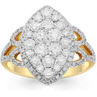 Thumbnail for 14K Solid Yellow Gold Womens Diamond Cocktail Ring 1.40 Ctw