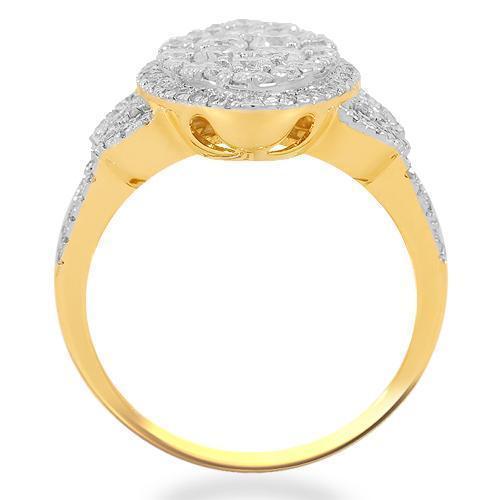 14K Solid Yellow Gold Womens Diamond Cocktail Ring 1.40 Ctw