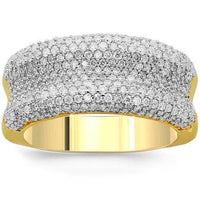 Thumbnail for 14K Solid Yellow Gold Womens Diamond Cocktail Ring 1.45 Ctw