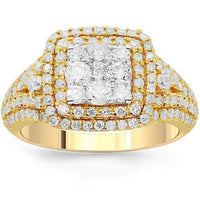 Thumbnail for 14K Solid Yellow Gold Womens Diamond Cocktail Ring 1.45 Ctw