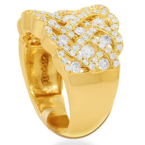14K Solid Yellow Gold Womens Diamond Cocktail Ring 1.53 Ctw