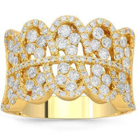 Thumbnail for 14K Solid Yellow Gold Womens Diamond Cocktail Ring 1.75 Ctw