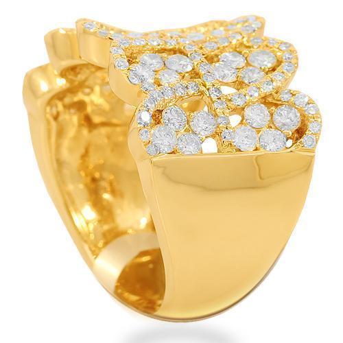 14K Solid Yellow Gold Womens Diamond Cocktail Ring 1.75 Ctw