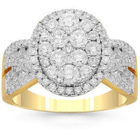 Thumbnail for 14K Solid Yellow Gold Womens Diamond Cocktail Ring 1.85 Ctw