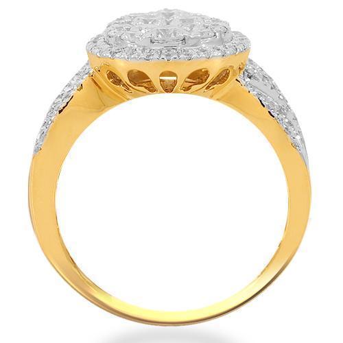 14K Solid Yellow Gold Womens Diamond Cocktail Ring 1.85 Ctw