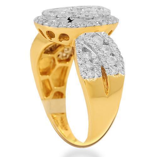 14K Solid Yellow Gold Womens Diamond Cocktail Ring 1.85 Ctw