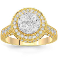 Thumbnail for 14K Solid Yellow Gold Womens Diamond Cocktail Ring 1.85 Ctw