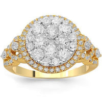 Thumbnail for 14K Solid Yellow Gold Womens Diamond Cocktail Ring 2.03 Ctw