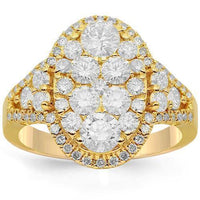 Thumbnail for 14K Solid Yellow Gold Womens Diamond Cocktail Ring 2.07 Ctw