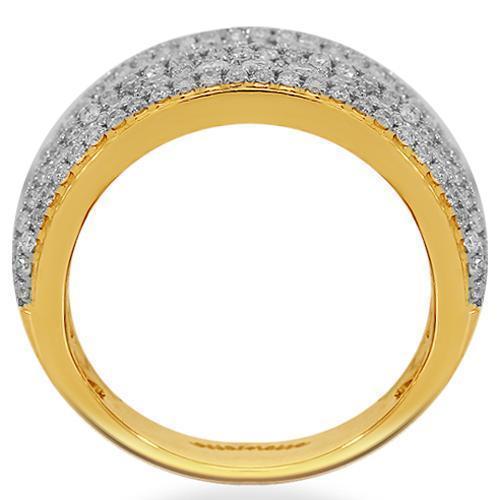 14K Solid Yellow Gold Womens Diamond Cocktail Ring 2.09 Ctw