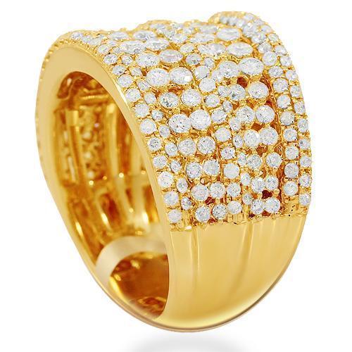 14K Solid Yellow Gold Womens Diamond Cocktail Ring 2.09 Ctw