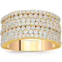 Thumbnail for 14K Solid Yellow Gold Womens Diamond Cocktail Ring 2.09 Ctw