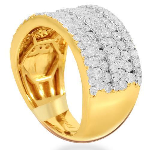 14K Solid Yellow Gold Womens Diamond Cocktail Ring 2.09 Ctw