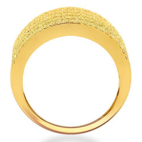 14K Solid Yellow Gold Womens Diamond Cocktail Ring 2.15 Ctw