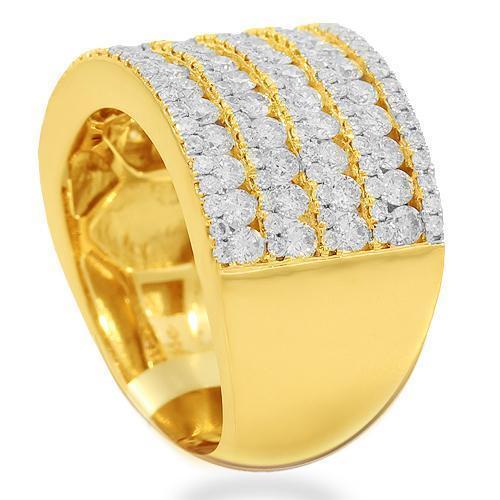 14K Solid Yellow Gold Womens Diamond Cocktail Ring 2.15 Ctw