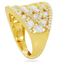 Thumbnail for 14K Solid Yellow Gold Womens Diamond Cocktail Ring 2.20 Ctw
