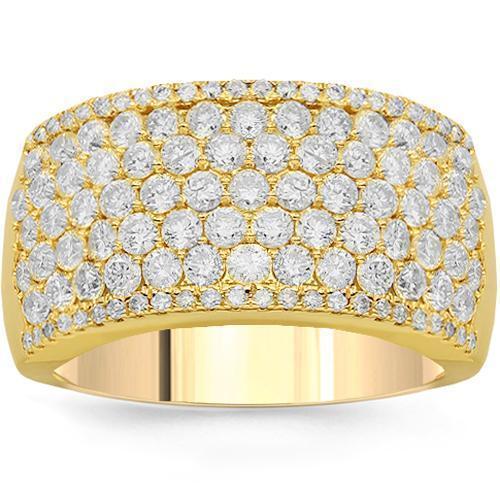 14K Solid Yellow Gold Womens Diamond Cocktail Ring 2.33 Ctw