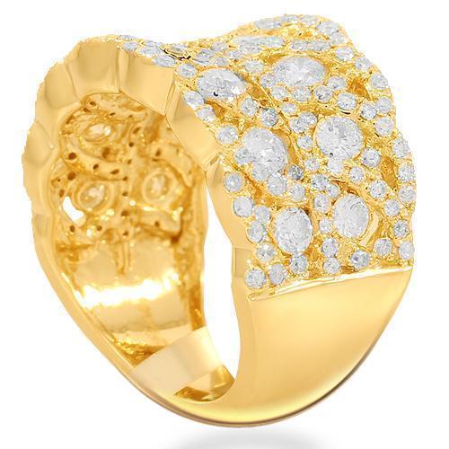 14K Solid Yellow Gold Womens Diamond Cocktail Ring 2.33 Ctw