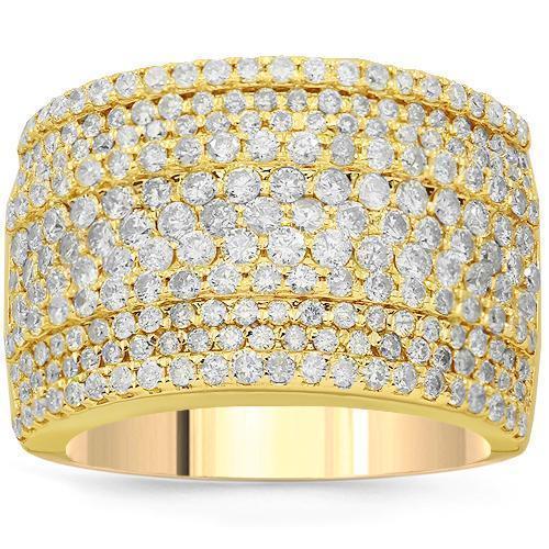 14K Solid Yellow Gold Womens Diamond Cocktail Ring 2.42 Ctw