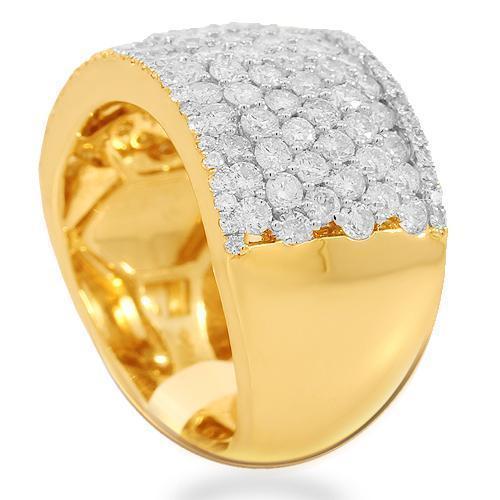 14K Solid Yellow Gold Womens Diamond Cocktail Ring 2.58 Ctw