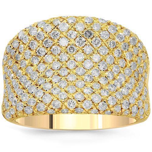 14K Solid Yellow Gold Womens Diamond Cocktail Ring Ctw