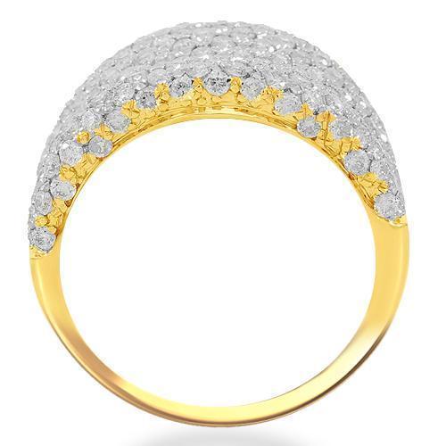 14K Solid Yellow Gold Womens Diamond Cocktail Ring 2.71 Ctw