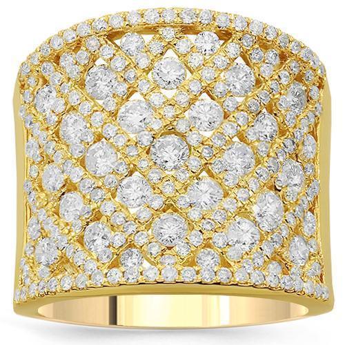 14K Solid Yellow Gold Womens Diamond Cocktail Ring 2.79 Ctw