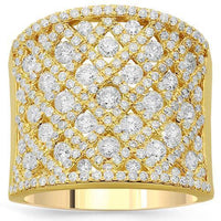 Thumbnail for 14K Solid Yellow Gold Womens Diamond Cocktail Ring 2.79 Ctw
