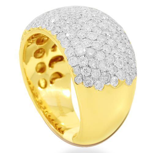 14K Solid Yellow Gold Womens Diamond Cocktail Ring 3.13 Ctw