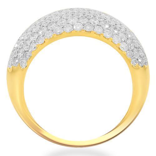 14K Solid Yellow Gold Womens Diamond Cocktail Ring 3.13 Ctw