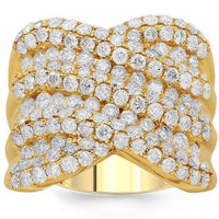 Thumbnail for 14K Solid Yellow Gold Womens Diamond Cocktail Ring 3.21 Ctw