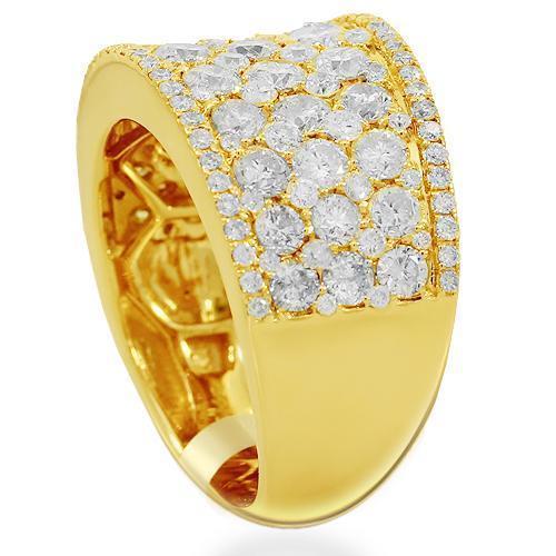 14K Solid Yellow Gold Womens Diamond Cocktail Ring 3.35 Ctw