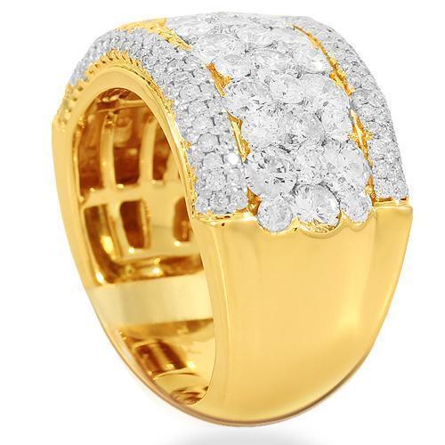 14K Solid Yellow Gold Womens Diamond Cocktail Ring 3.44 Ctw