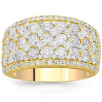 Thumbnail for 14K Solid Yellow Gold Womens Diamond Cocktail Ring 3.68 Ctw