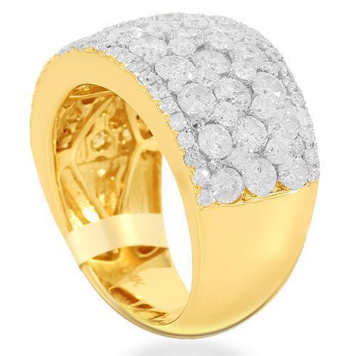 14K Solid Yellow Gold Womens Diamond Cocktail Ring 3.68 Ctw