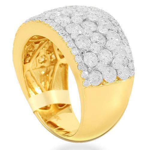 14K Solid Yellow Gold Womens Diamond Cocktail Ring 3.68 Ctw