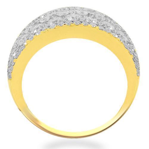 14K Solid Yellow Gold Womens Diamond Cocktail Ring 3.68 Ctw